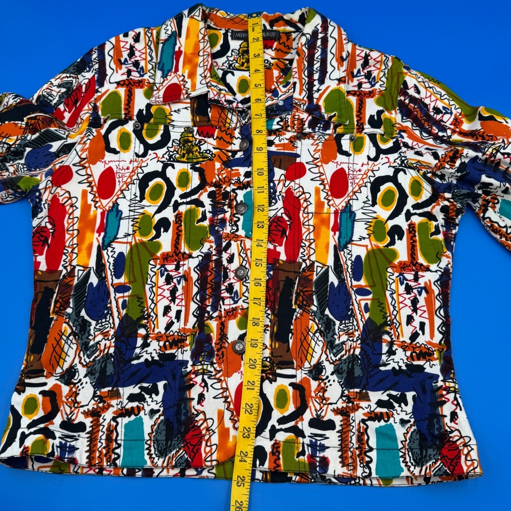 VTG Mirror Image Women's XL Abstract Print Button Up Jacket Made in India - Picture 9 of 10
